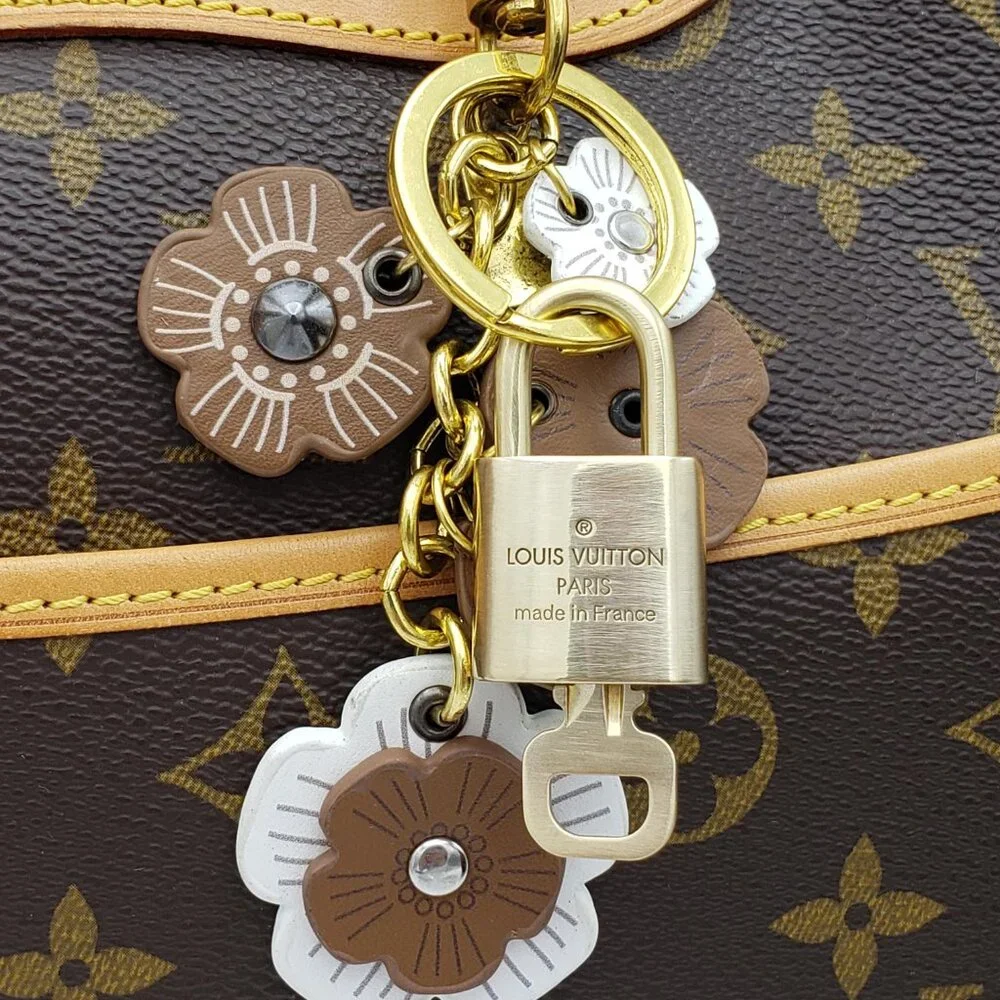 LV Gold Padlock 🔑 Authentic Louis Vuitton Charm + Unbranded Flower Keychain